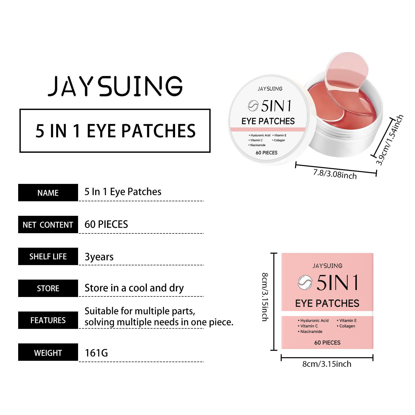 JAYSUING Conjunto de 60 Máscar - Hyaluronic Acid Serum avaliação e preço